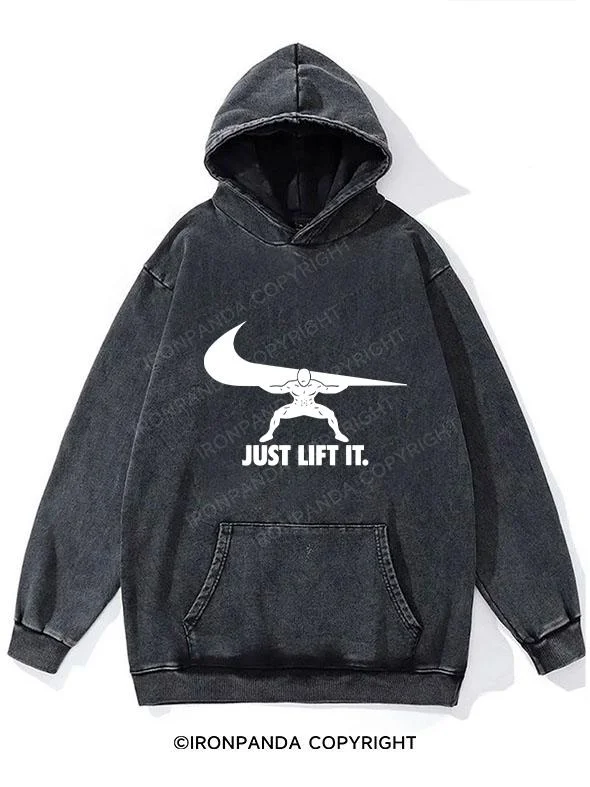 Hoodie With Fun Colors-JUST LIFT IT Washed Gym Hoodie