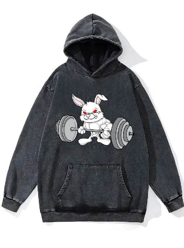 Hoodie For Fitness Activities-weightlifting rabbit Washed Gym Hoodie