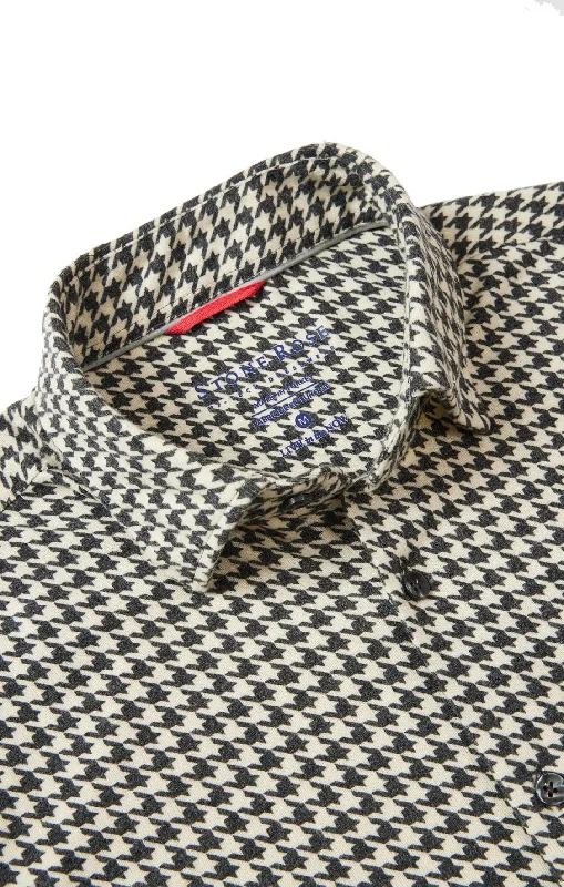 Custom T-Shirt For Professional Use-Beige Houndstooth Fleece Shirt