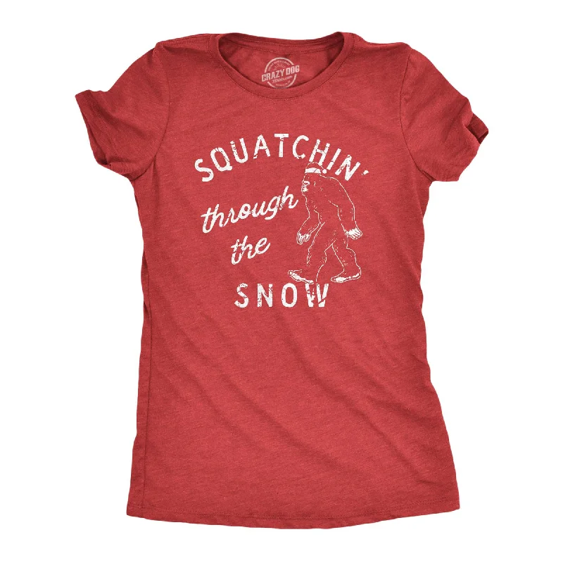 Custom T-Shirt For Team Building-Squatchin Through The Snow Women's T Shirt