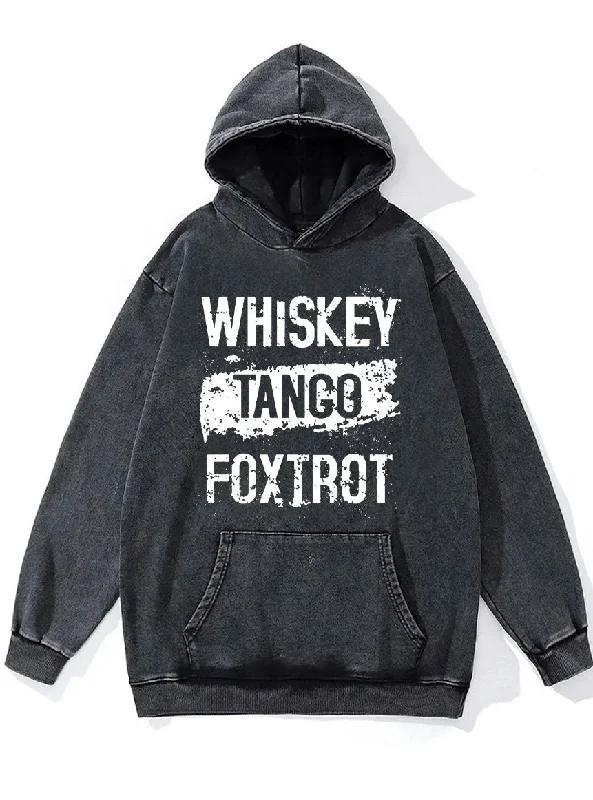 Hoodie For Sports Supporters-whiskey tango foxtrot Washed Gym Hoodie