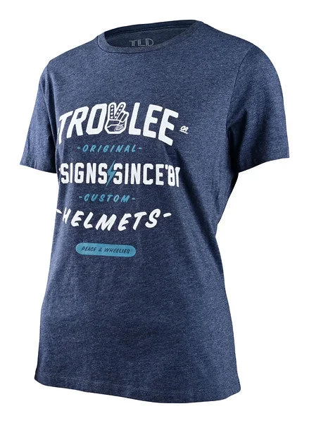 T-Shirt With Celebrity Quotes-Troy Lee Designs Roll Out Short Sleeve Tee - Womens - Navy Heather