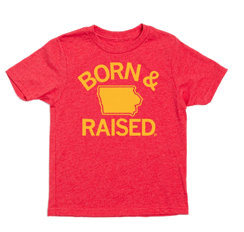 T-Shirt With Fun Graphics-IA Born & Raised Red Kids