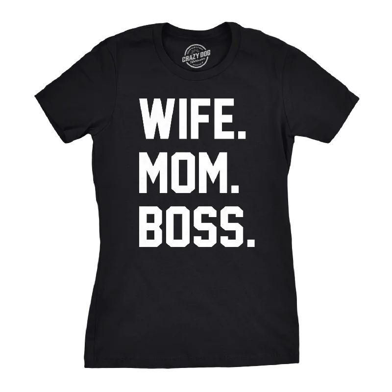 Custom T-Shirt With Funny Sayings-Wife Mom Boss Women's T Shirt