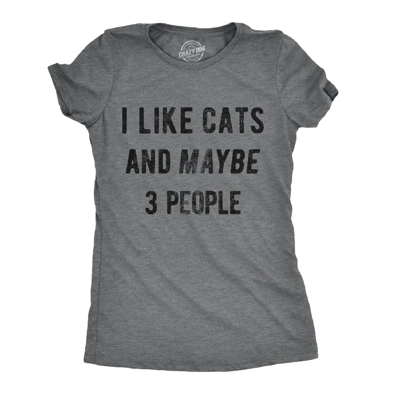 T-Shirt With Custom Text-I Like Cats And Maybe 3 People Women's T Shirt