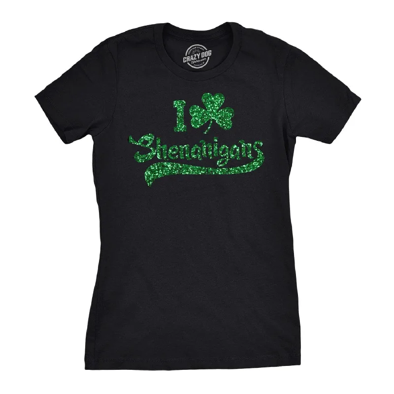 T-Shirt With Custom Text-I Clover Shenanigans Glitter Women's T Shirt