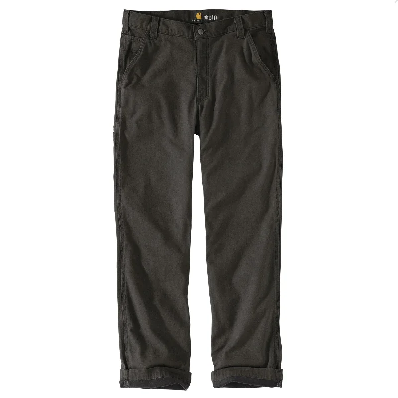 Pants For Sporty Look-Carhartt Men's Rigby Flannel-Lined Dungaree_Peat