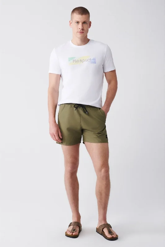 Fitness Shorts-Men's Khaki Quick Dry Standard Size Straight Swimwear Marine Shorts E003801