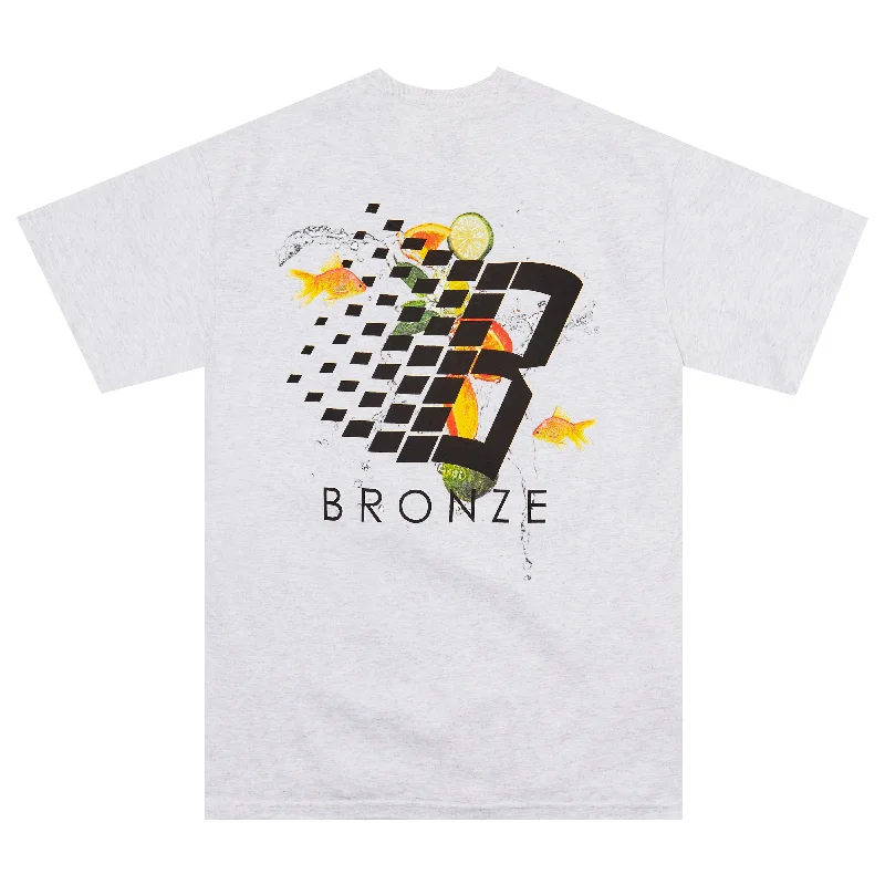 T-Shirt With Custom Fabric Patterns-BRONZE 56K - "CITRUS" T-SHIRT (ASH GREY)