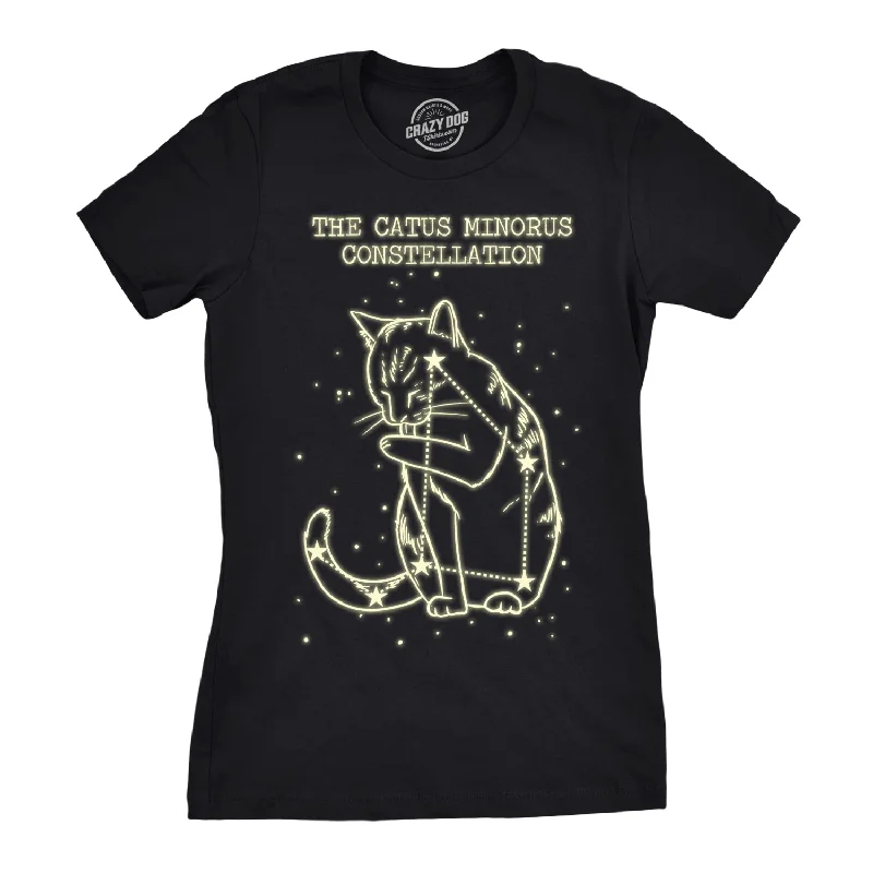 T-Shirt With Custom Print Design-Catus Minorus Constellation Glow In The Dark Women's T Shirt