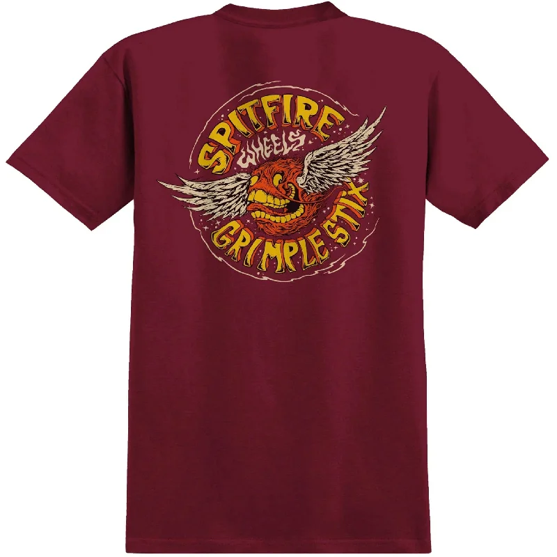 Custom T-Shirt With Family Name-Spitfire Flying Grimple Tee Burgundy