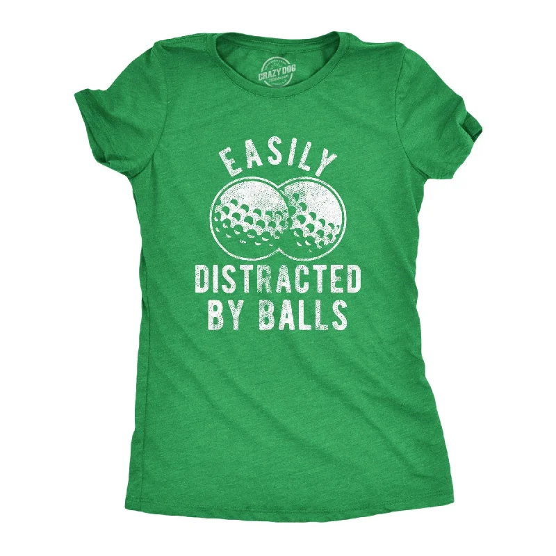 T-Shirt With Handmade Designs-Easily Distracted By Balls Women's T Shirt