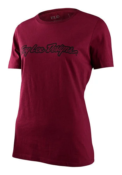 T-Shirt For Fashionable People-Troy Lee Designs Signature Short Sleeve Tee - Womens - Maroon