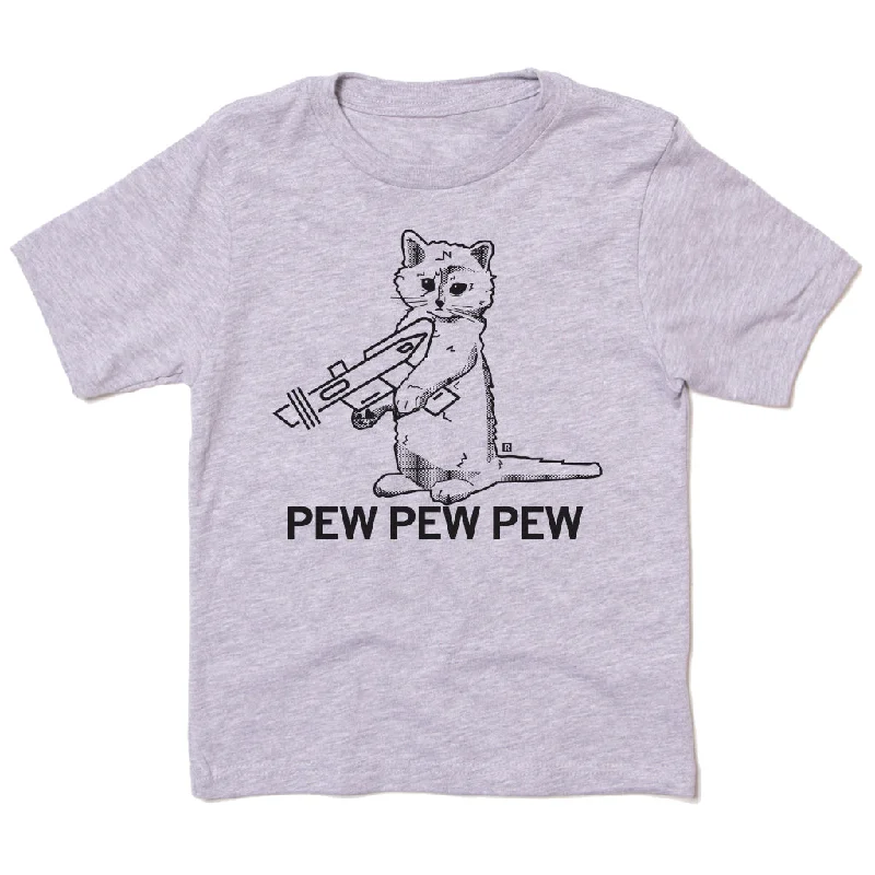 Custom T-Shirt With Funny Design-Pew Pew Pew Grey Kids