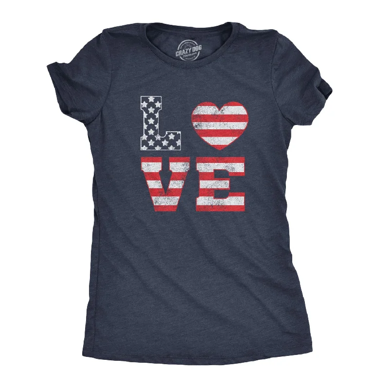 T-Shirt For Yoga-Love American Flag Women's T Shirt