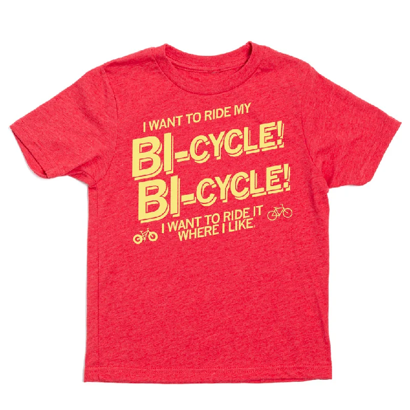 T-Shirt With Custom Artwork-Bi-Cycle! Bi-Cycle! Kids