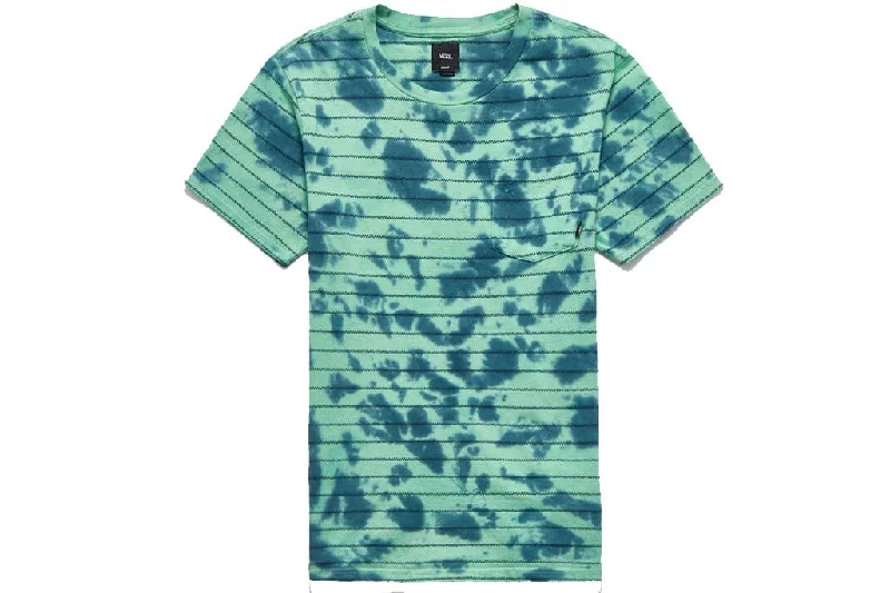 T-Shirt For Music Lovers Gifts-Vans Tie-Dyed Checkered Striped Tee Jade Green