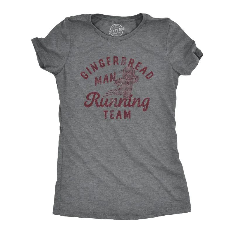 Personalized T-Shirt For Family Photos-Gingerbread Man Running Team Women's T Shirt