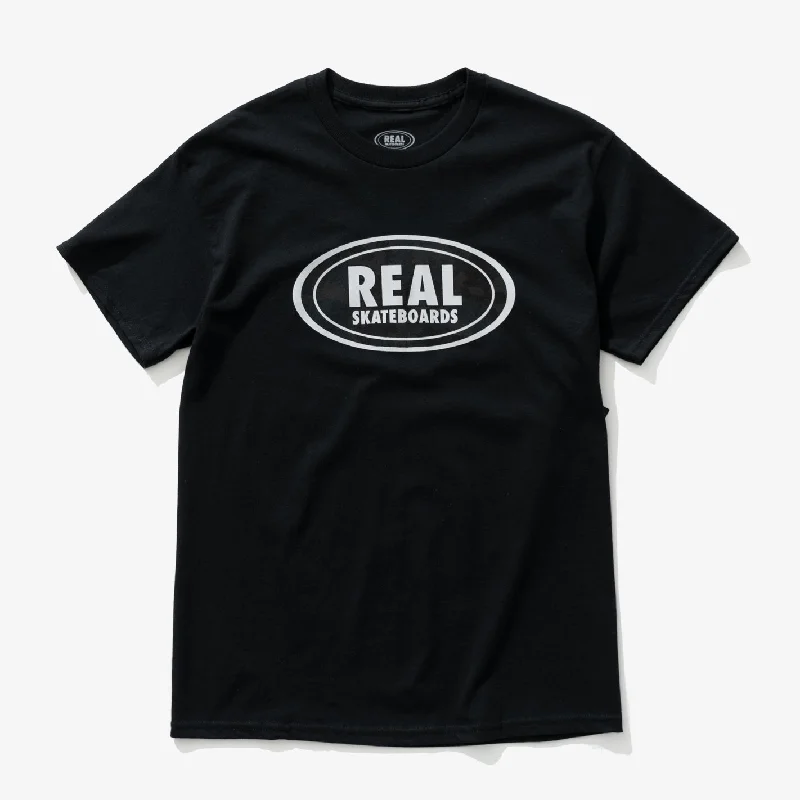 T-Shirt With High-Quality Printing-Oval T-Shirt (Black)