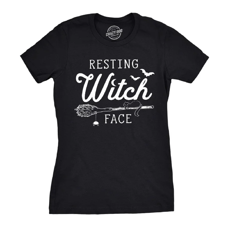 T-Shirt For Artistic Expression-Resting Witch Face Broomstick Women's T Shirt