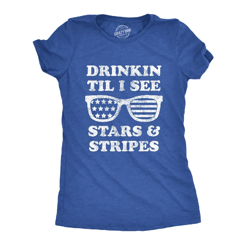 Vintage T-Shirt-Drinkin Til I See Stars And Stripes Women's T Shirt