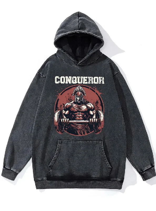 Hoodie For Seasonal Comfort-conqueror Washed Gym Hoodie