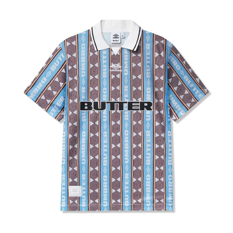 T-Shirt For Gift-BUTTER GOODS X UMBRO - "VERT" JERSEY (SKY/BROWN)