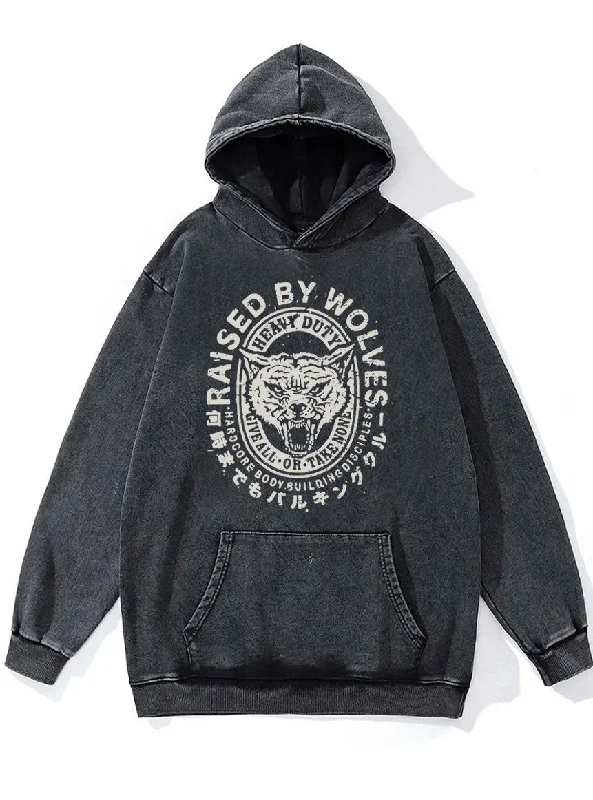 Hoodie For Gift Wrapping-raised by wolves Washed Gym Hoodie