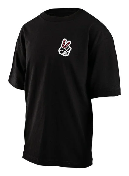 T-Shirt With Retro Style Graphics-Troy Lee Designs Peace Out Short Sleeve Tee - Youth - Black