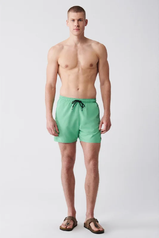 School Shorts For Girls-Men's Light Green Quick Dry Standard Size Straight Swimwear Marine Shorts E003801