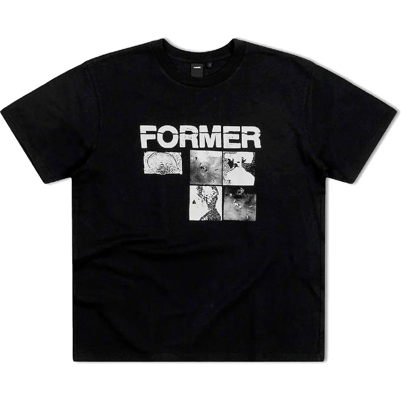 T-Shirt With Bold Graphics-Former Unfolding Tee Black