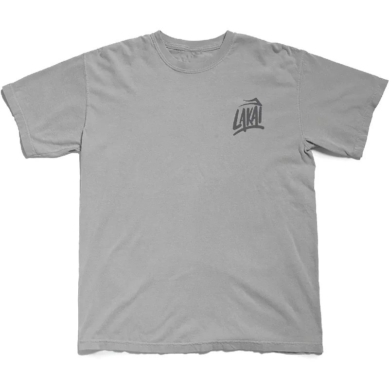 Custom T-Shirt With Slogan-Lakai Brush Garment Dyed Tee Charcoal