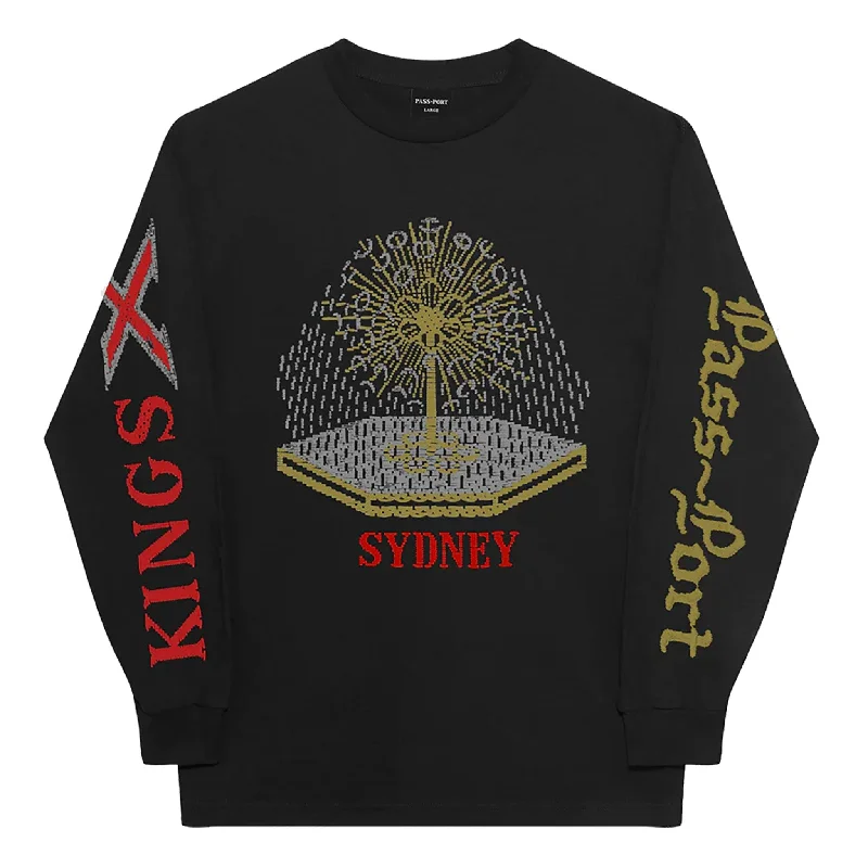 Customizable T-Shirt For Men-Passport Kings X Long-sleeve Tee Black