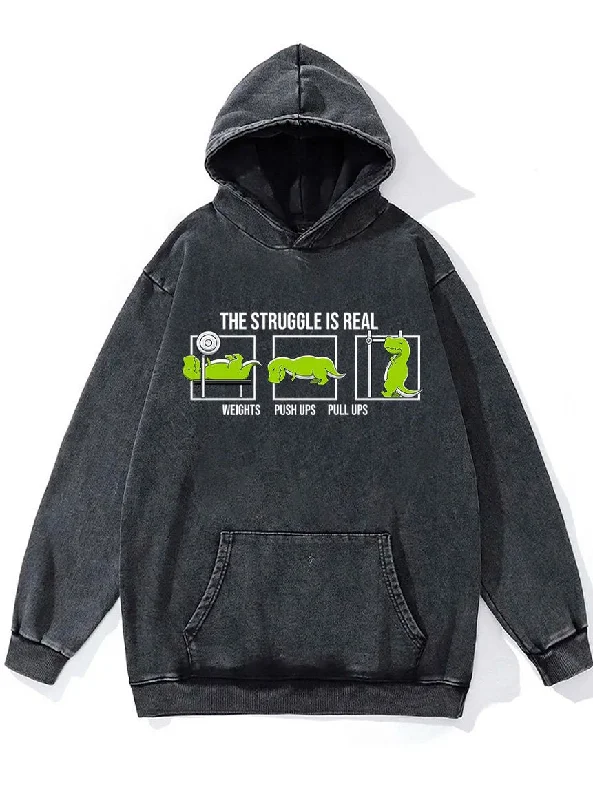 Hoodie For Graphic Design Lovers-T-rex the struggle is real Washed Gym Hoodie