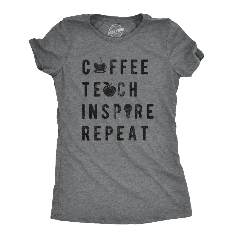 Custom T-Shirt For Professional Use-Coffee Teach Inspire Repeat Women's T Shirt