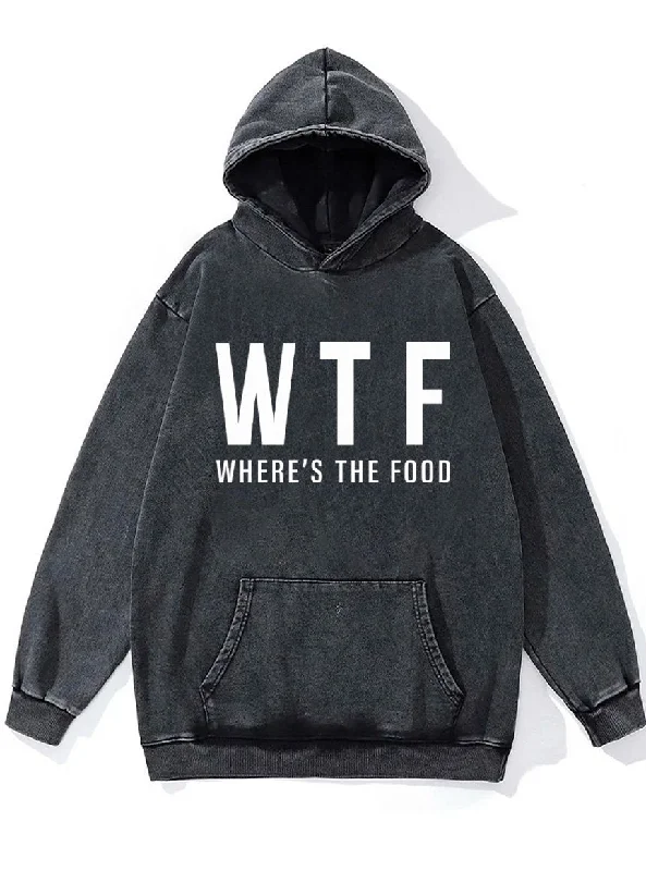 Hoodie With Premium Fabric-where's the food Washed Gym Hoodie