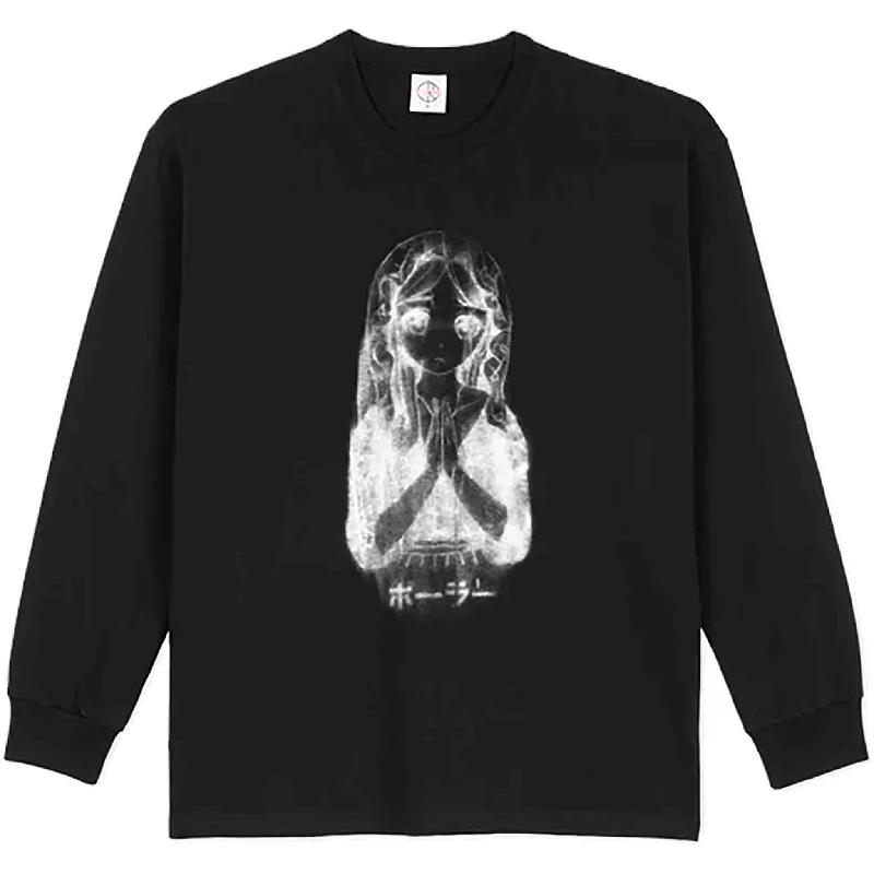 T-Shirt With Cool Text-Polar Saint Kawaii Long Sleeve Tee Black