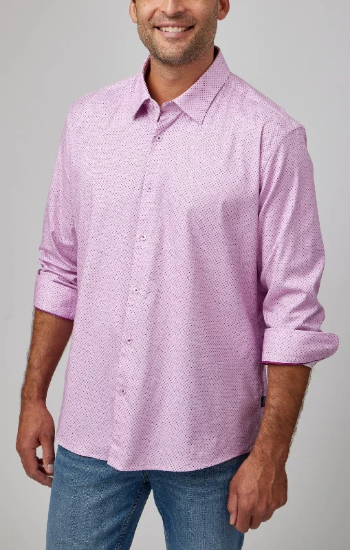 T-Shirt With Large Print-Lavender Micro Accent Dot Print Shirt