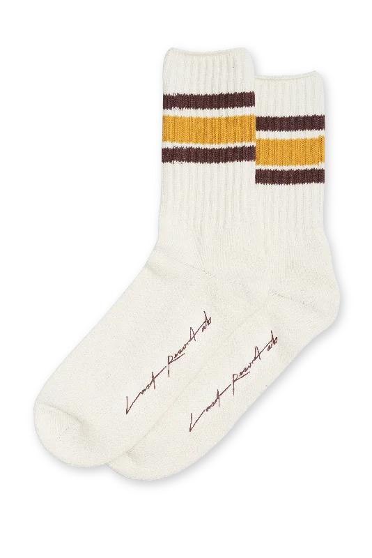 Sock For Trendy Fashion-LAST RESORT AB X JULIAN SMITH - "RETRO" SOCKS (WHITE/YELLOW/BROWN)