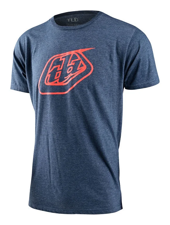 Custom T-Shirt For Large Groups-Troy Lee Designs Badge Short Sleeve Tee - Navy Black Heather