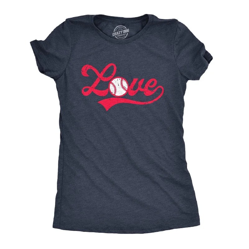 T-Shirt With Detailed Artwork-Love Baseball Script Women's T Shirt