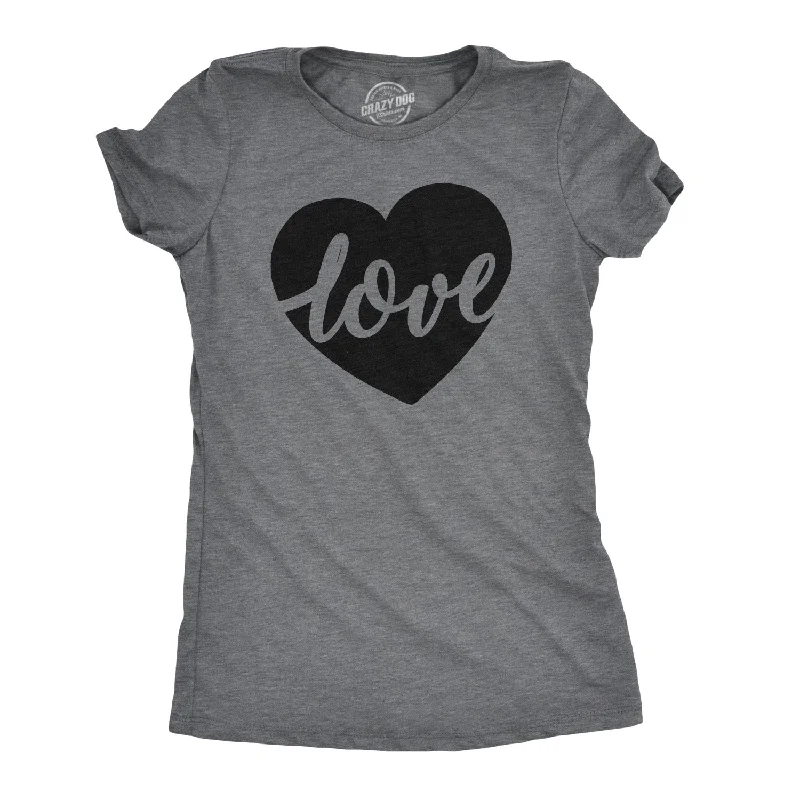 T-Shirt With Custom Artwork-Love Heart Script Women's T Shirt