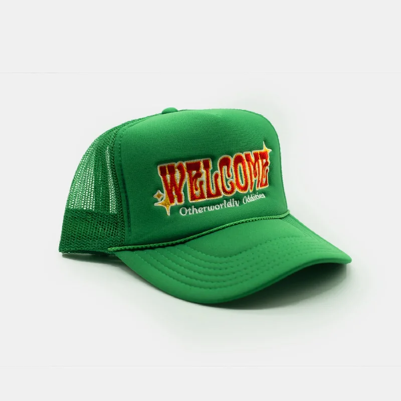 Hat For Casual Wear And Travel-Welcome Skateboards - Oddities Trucker Hat - Kelly Green