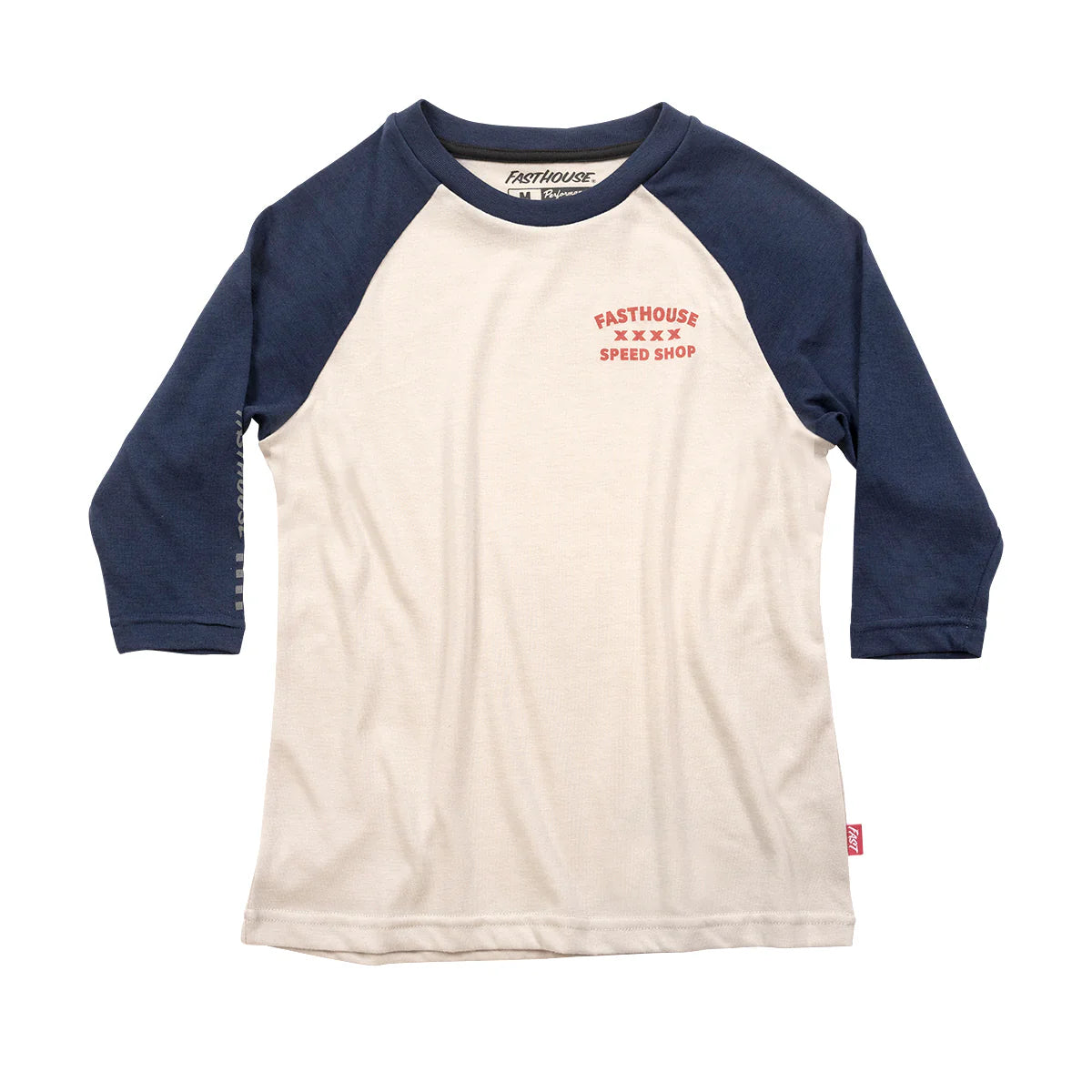 Kids T-Shirt-Fasthouse Swift Raglan Tech Tee - Youth - Mignight Navy-Cream