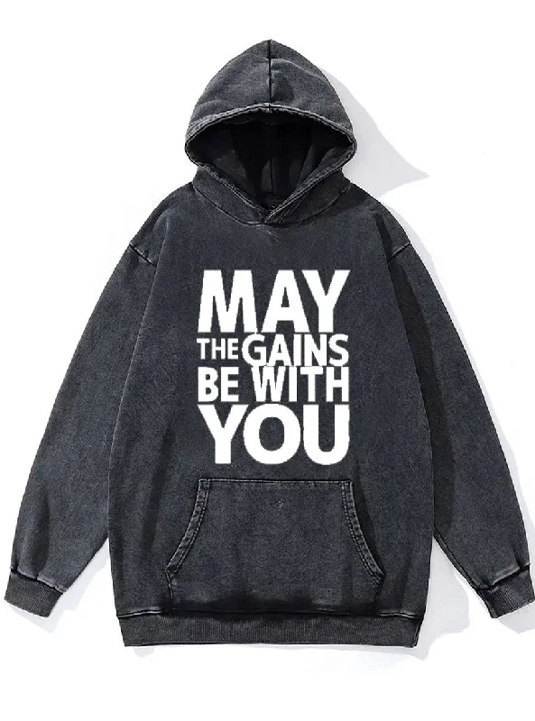 Hoodie For Winter Outfits-May The Gains Be With You Washed Gym Hoodie