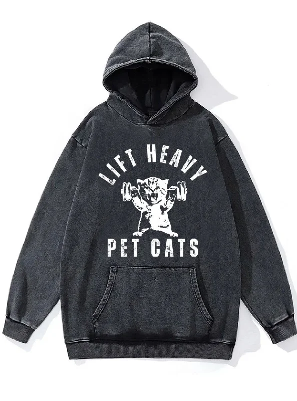 Hoodie With Stylish Cut-lift heavy pet cats Washed Gym Hoodie