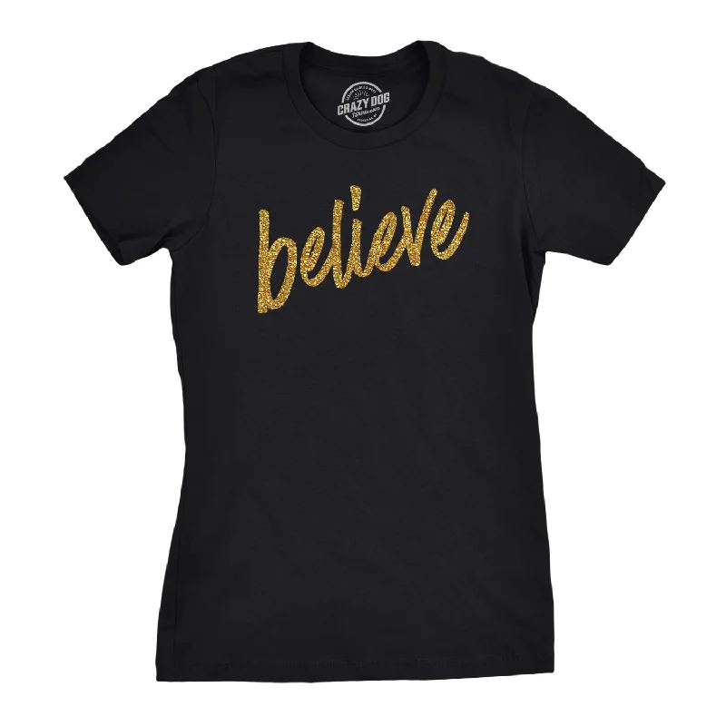 T-Shirt With Geometric Prints-Believe Script Women's T Shirt