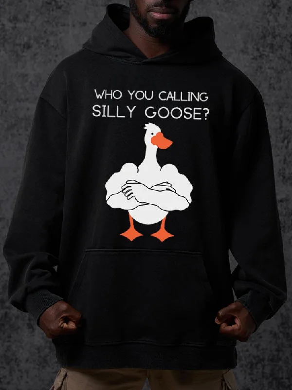 Hoodie With Custom Colors-who you calling silly goose Washed Gym Hoodie