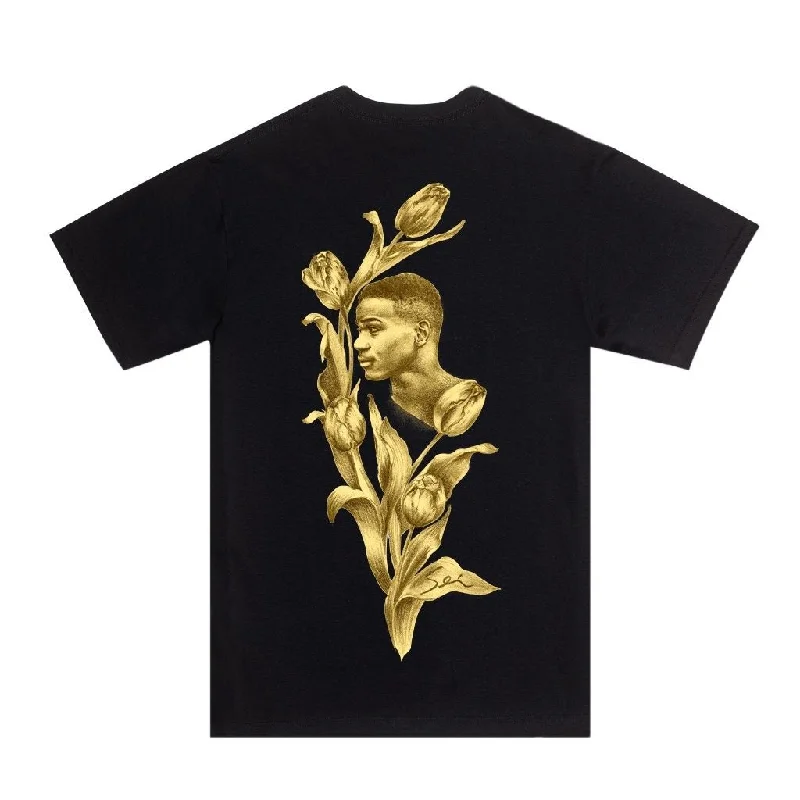 T-Shirt With Cool Graphics-FUCKING AWESOME FLOWER TEE - BLACK