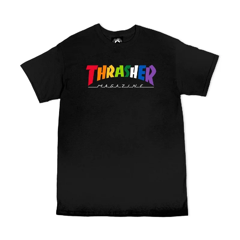 Custom T-Shirt For Charity-THRASHER MAGAZINE - "RAINBOW" T-SHIRT (BLACK)